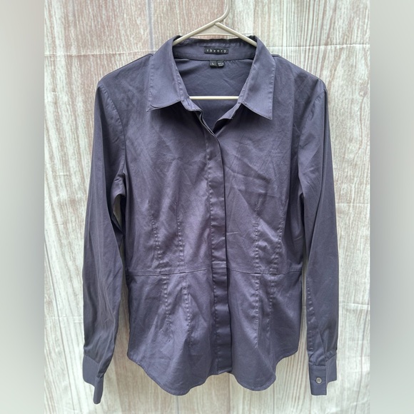 Theory size L gray button down dress shirt Officecore boardroom - Picture 1 of 6
